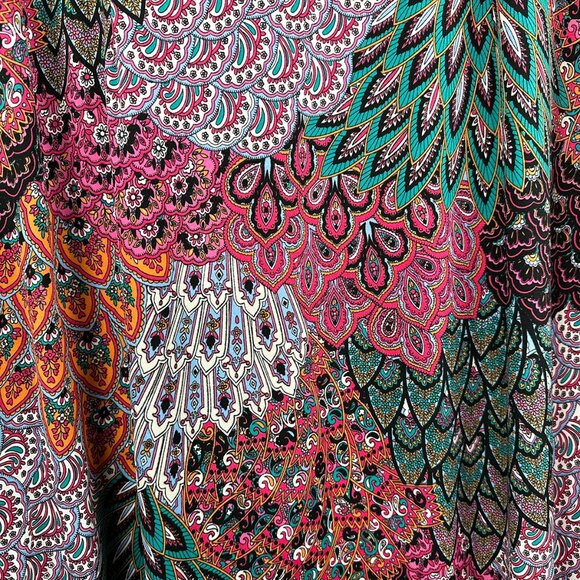 Dress Barn Peacock Pattern Sleeveless Zipper Front Maxi Dress Size XL - Picture 2 of 11